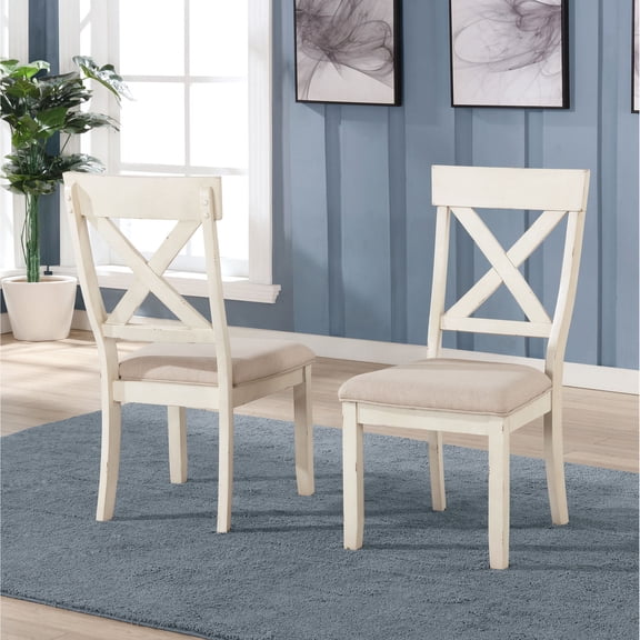 Antique White Powder-coated Cross-back Chairs / Ideal for Dining Tables