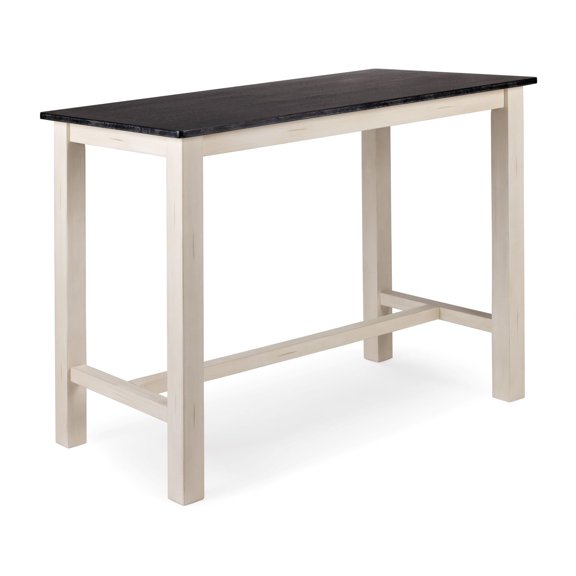 Antique White Pub Table with Black Top