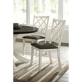 thumbnail image 1 of Antique White Solid wood Set of 2 Chairs Unique Design Back Kitchen Dining Room Breakfast Grey Cushion Seat Chair Fabric, 1 of 5