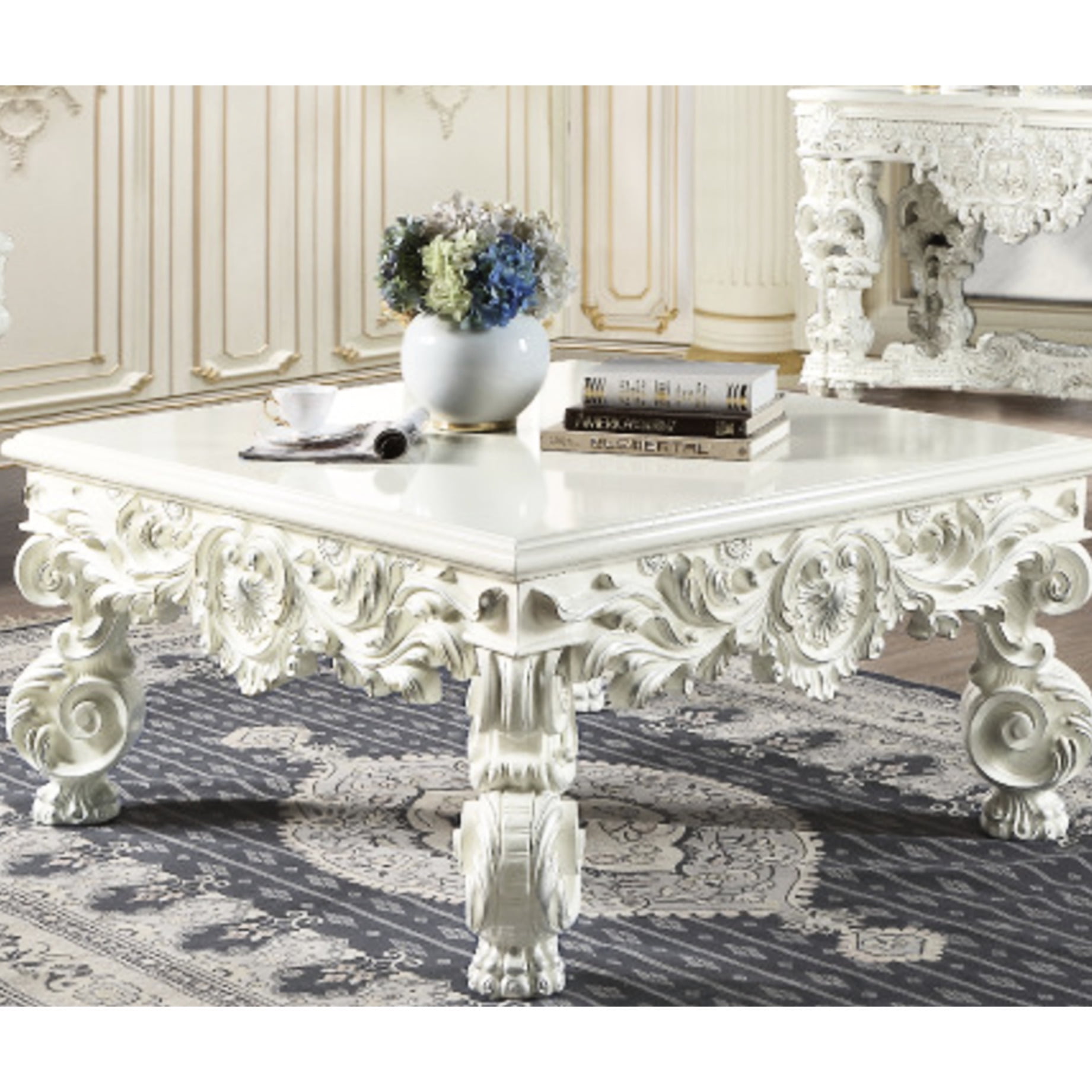 Antique White Synthetic Wood Square Table | Combine Timelessness with ...