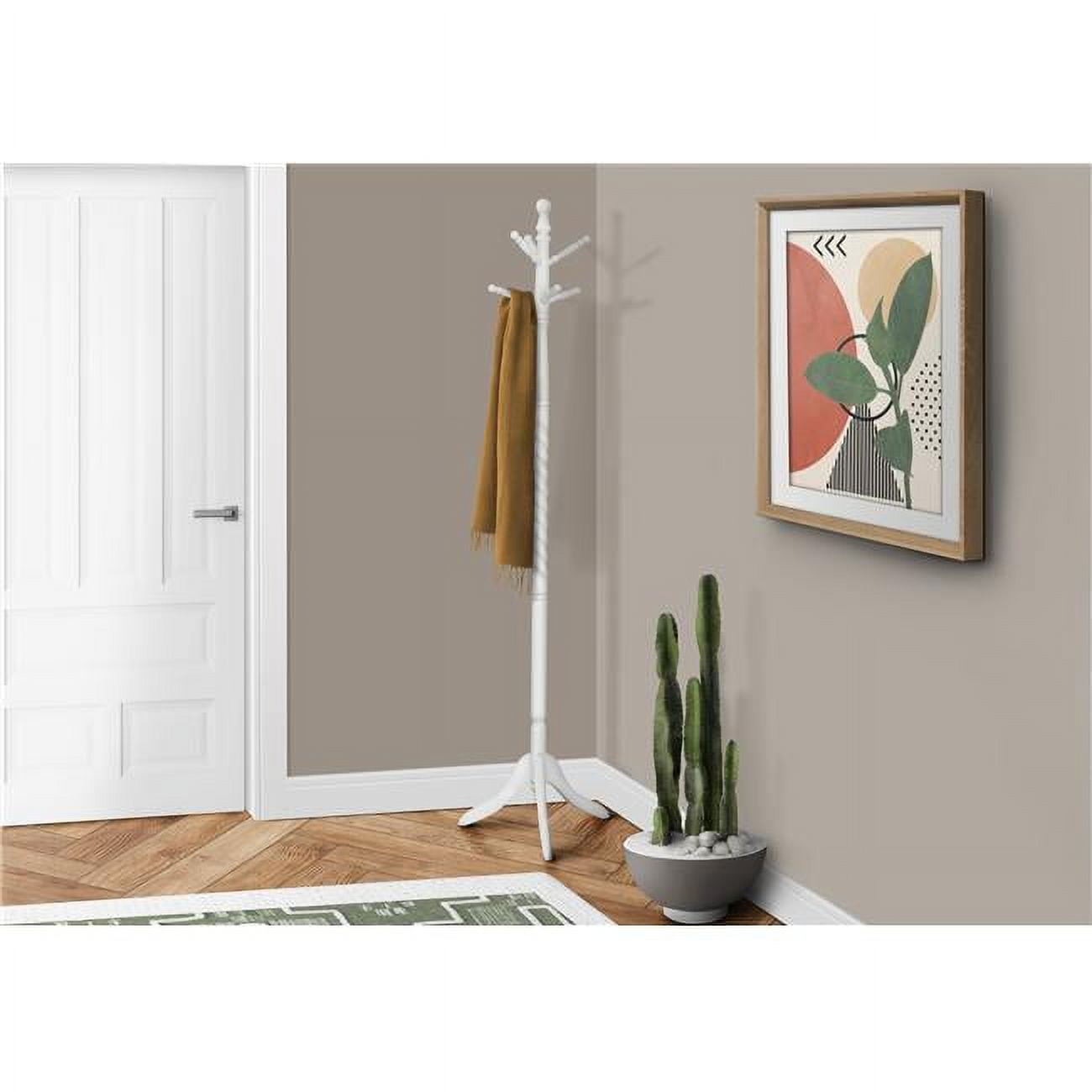 Antique White Traditional Solid Wood Coat Rack