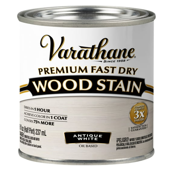 4 Pack, Antique White, Varathane Premium Fast Dry Wood Stain-349698, Half Pint