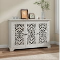 thumbnail image 1 of Antique White Vintage Accent Cabinet with 3 Carving Doors - Multi-Purpose Buffet Server Console for Home Storage, 1 of 10