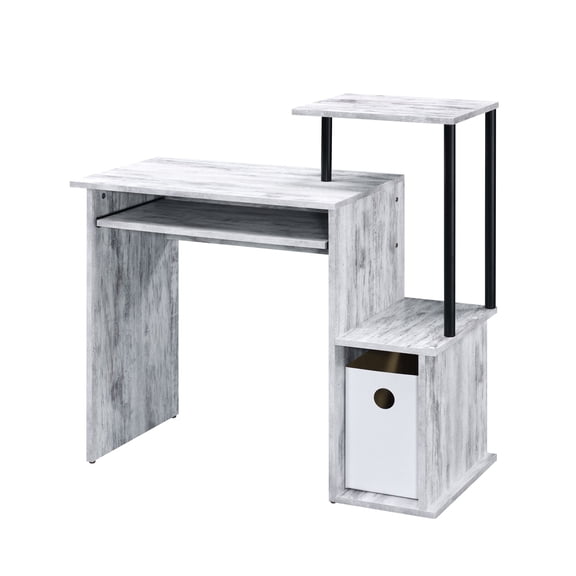 Antique White and Black Computer Desk / Ergonomic Typing with Built - in Keyboard Tray