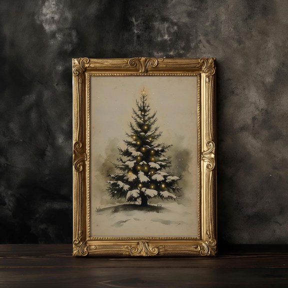 Antique Winter Forest Wall Art Print, Snowy Woodland Landscape And Cozy Seasonal Home Decor