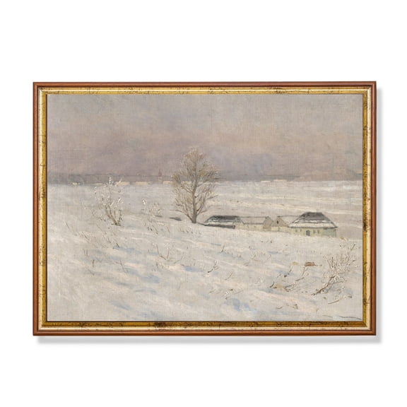 Antique Winter Landscape Print Poster 19th Century Countryside Scene, Size 24x36 UNFFRAMED F03.1.7l339