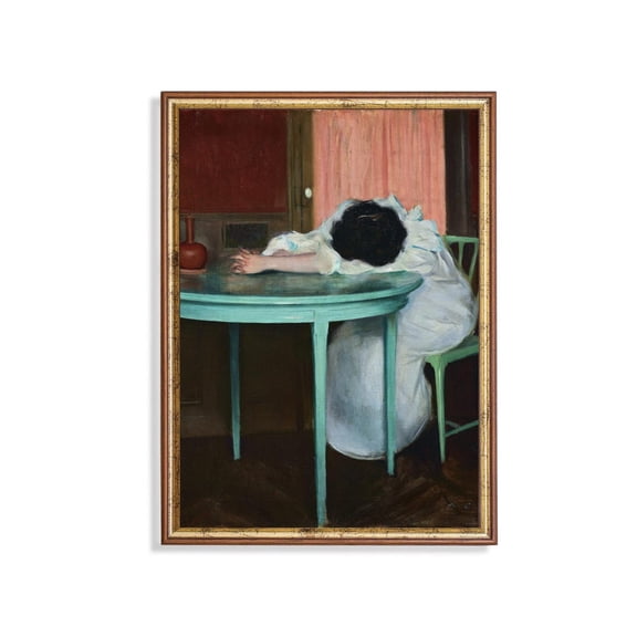 Antique Woman Melancholy Vintage Wall Art Home Decor UNFRAMED Poster, Wall Art for Decor, Present, 24x36