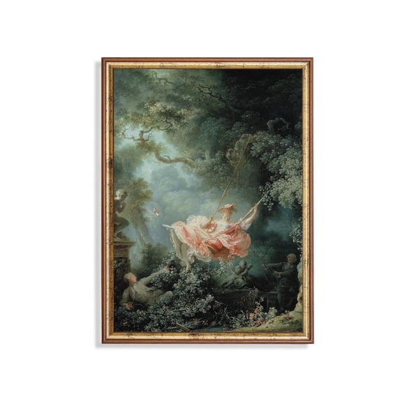 Antique Woman Portrait Art Poster Th Century Rococo The Swing Poster Wall Art For Decor Present , Poster Only