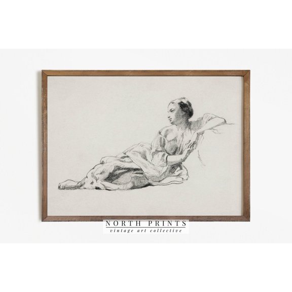 Antique Woman Portrait Study Poster, Unframed Size 12x18