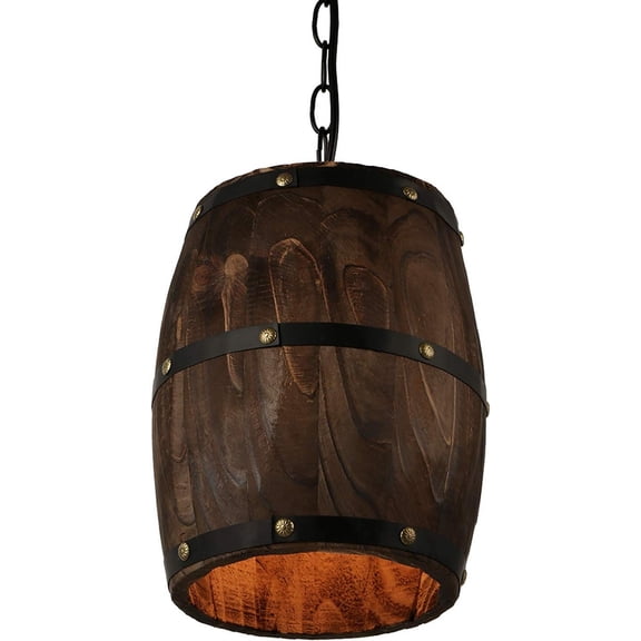 Antique Wood Wine Barrel Pendant Lamp Hanging Rustic Unique Kitchen Bar Ceiling Lamp Light Fixtures