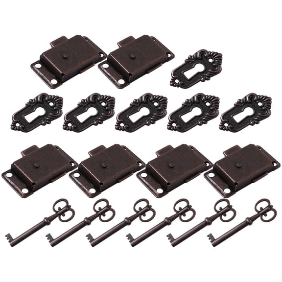PartyKindom Compact Antique Locks, Brown, for Decorative Furniture, 6Sets