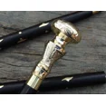 thumbnail image 2 of Victorian Style Wooden Walking Stick Cane | Brass Sujal Dog Head Handle | Antique Reproduction 2 of 6