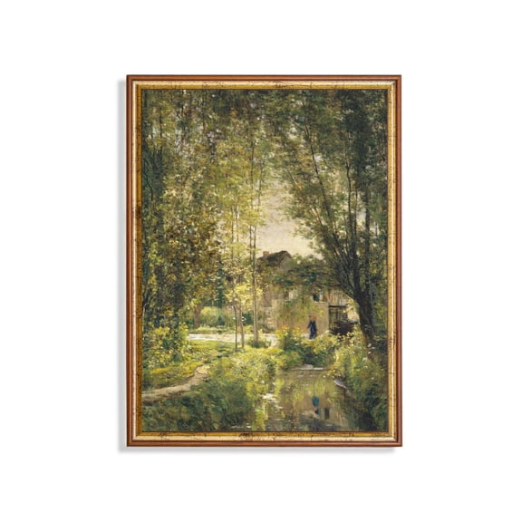 Antique Woodland Cottage Rustic Countryside Landscape Home Decor, 8x12 UNFRAMED