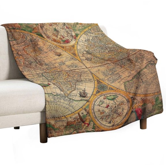 Antique World Map Blanket for Bed Throw Blanket for Women, Men And Kids Super Soft Plush Blanket Throw, Print Blanket, Blanket for Kids