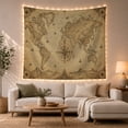 thumbnail image 1 of Antique World Map with Compass Rose and Sailing Ships, Nostalgic Vintage Illustration, Housewarming Gift for Travel Lovers, Map Wall Art, Tapestry Wall Hanging for Office and Dorm, 1 of 7