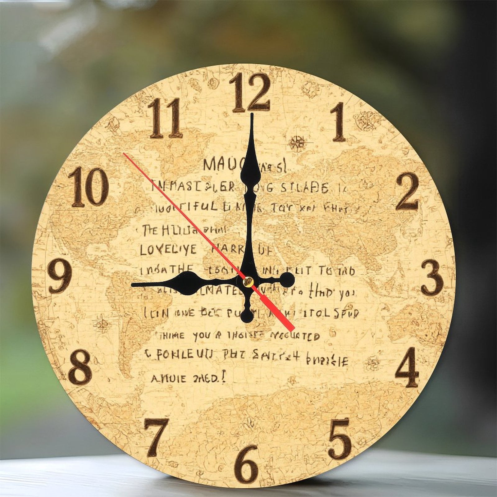 Antique World Map Design Wall Clock Unique Home Decor 10-Inch Silent ...
