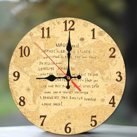 Antique World Map Design Wall Clock Unique Home Decor 10-Inch Silent Wooden Wall Clock, Battery Operated (AA Batteries Not Included), Artistic Home Decor