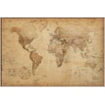 thumbnail image 1 of Antique World Map - Framed Poster (Vintage Map Of The World) (Size: 37" X 25") (Shiny White Aluminum Frame), 1 of 6