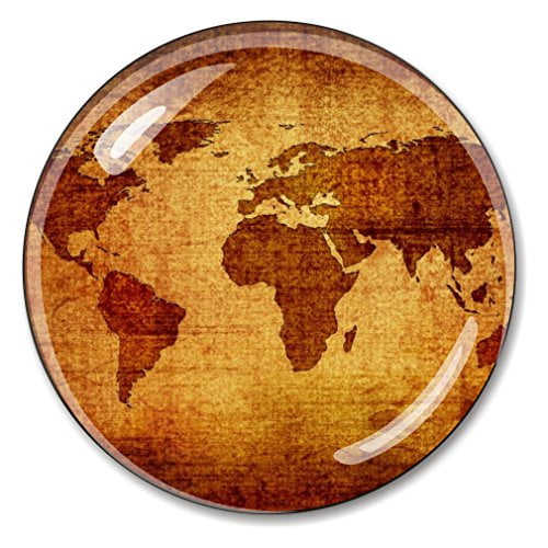 Antique World Map Paperweight Crystal 3 Inches