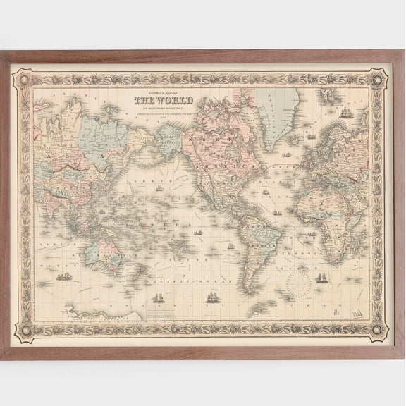 Antique World Map Vintage Historical Globe Wall Art Poster