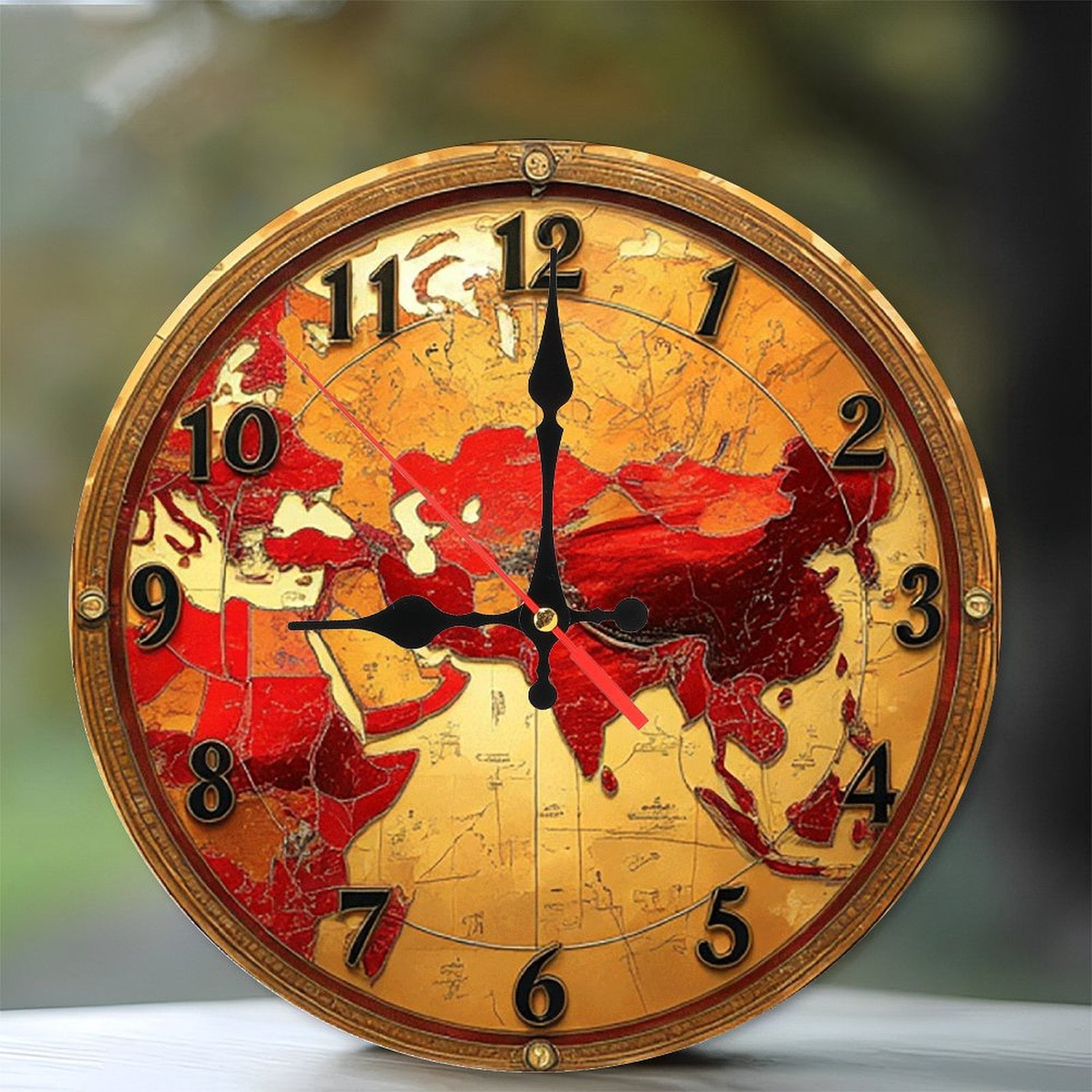Antique World Map Wall Clock Vintage Decor 10-Inch Silent Wooden Wall ...