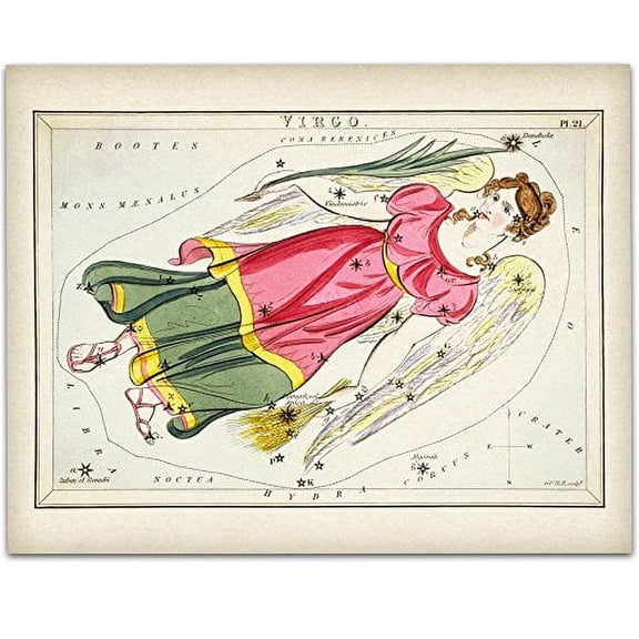 Antique Zodiac Virgo Constellation Plate - 11x14 Unframed Art Print - Great Home Decor or Gift to Astrology Enthusiasts