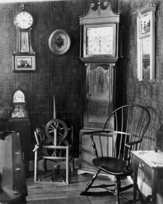 Antique clocks in a living room Canvas Art - (18 x 24)