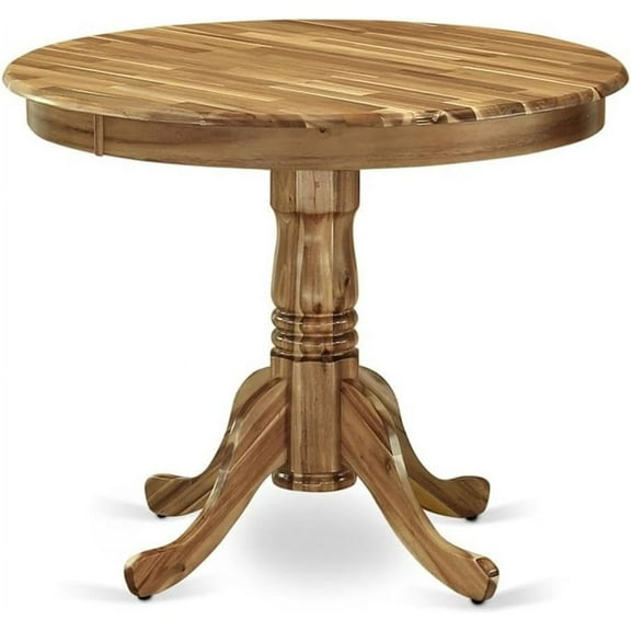 East West Furniture ANT-ANA-TP Antique Dining Room Table - a Round kitchen Table Top with Pedestal Base, 36x36 Inch, Natural