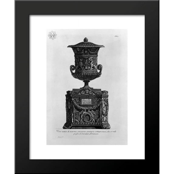Antique vase on a marble cinerary urn 20x24 Framed Art Print by Piranesi, Gio...