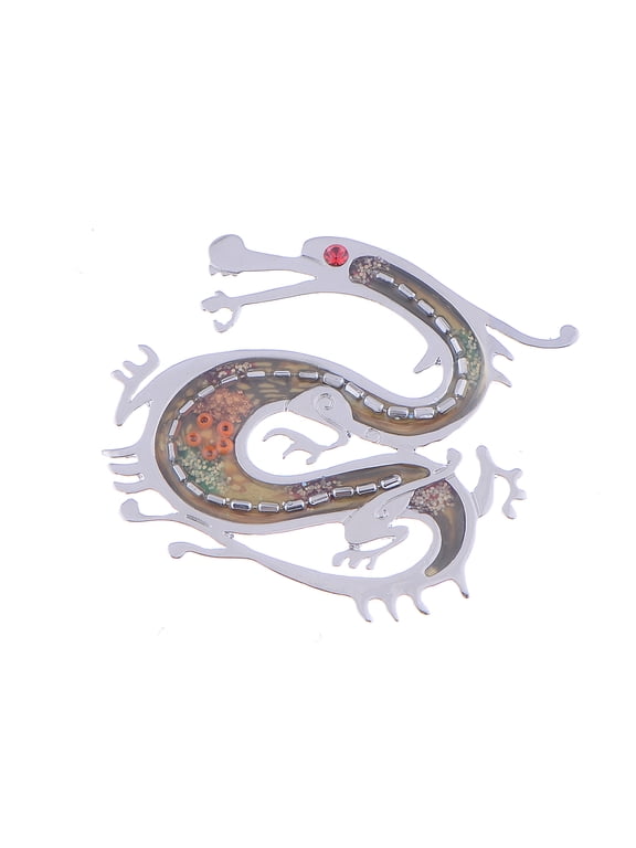 Antique y Tone Glitter Multicolor Beaded Enamel Dragon Brooch Pin