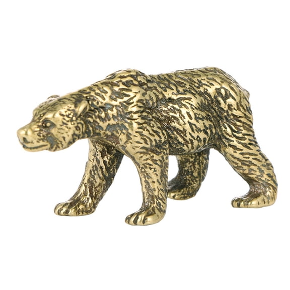 Antiqued Brass Bear Sculpture Handcrafted Vintage Miniature Animal Figure Decors Tabletop Statue For Home Office Display