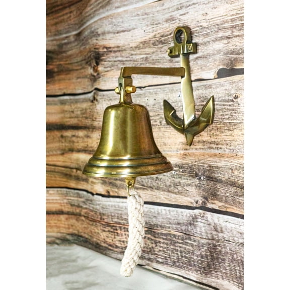 Antiqued Brass Finish Over Aluminum Sailor's Anchor Door Wall Dinner Yard Bell