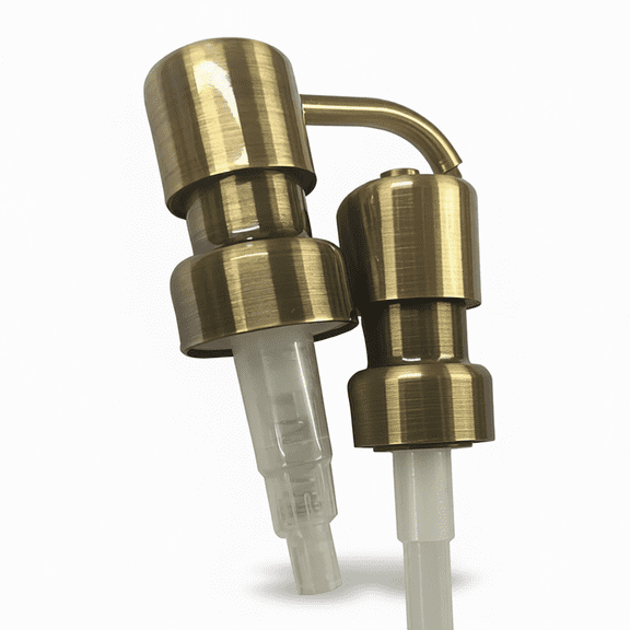 Antiqued Brass Soap Pumps with Collar Rings - 2 Pack - Replacement Dispenser Pumps for Bottles, Mason Jars and DIY Soap or Lotion Projects