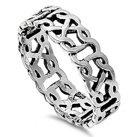 Antiqued Celtic Knot Eternity Wedding Ring .925 Sterling Silver Band Jewelry Female Male Size 11