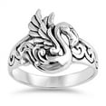 thumbnail image 1 of Antiqued Filigree Swan Bird Flamingo Ring .925 Sterling Silver Band Jewelry Female Male Size 9, 1 of 4