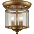 thumbnail image 1 of Antiqued Gold Flush Mount Ceiling Light Glass Shade Mid Century Modern 2-Light, 1 of 7