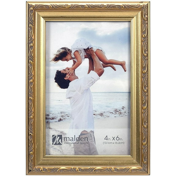 Antiqued Golden 4x6 frame with Ornamental Style by Malden - 4x6