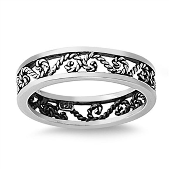 Antiqued Infinity Rope Chain Knot Ring .925 Sterling Silver Band Jewelry Female Male Unisex Size 11
