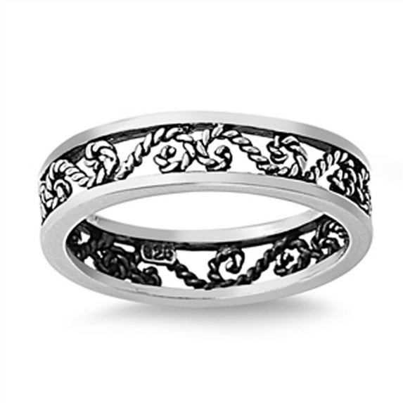Antiqued Infinity Rope Chain Knot Ring .925 Sterling Silver Band Jewelry Female Male Unisex Size 5