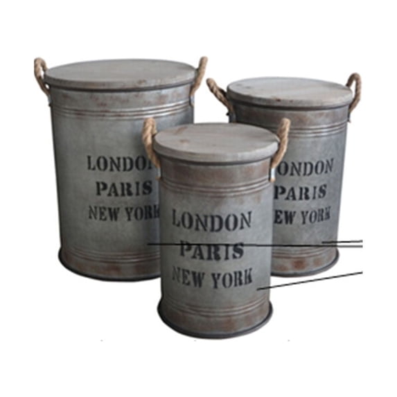 Antiqued Metro Storage Containers, 3-Piece Set
