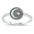 thumbnail image 1 of Antiqued Moon North Star Medallion Band Sterling Silver Ring 925 Jewelry Female Male Unisex Size 10, 1 of 4