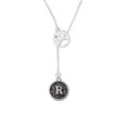 thumbnail image 1 of Antiqued Round Seal - Initial - R - Paw Print Disc Lariat Necklace, 1 of 1