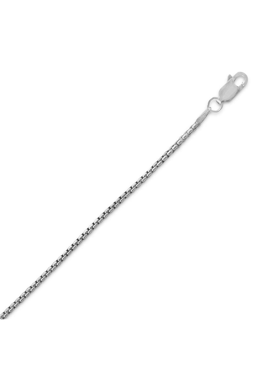 Antiqued Rounded Box Chain Necklace - Made in the USA