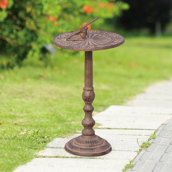 Antiqued Rust Metal Sundial on Stand