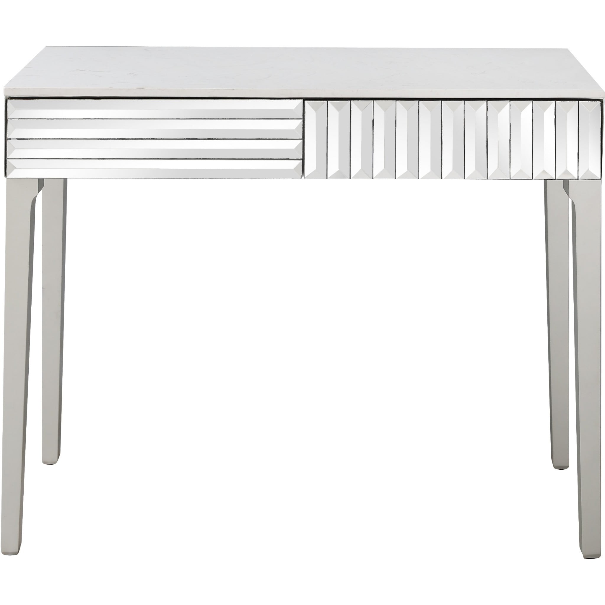 Elegant Antique Silver Mirrored Console Table with Storage