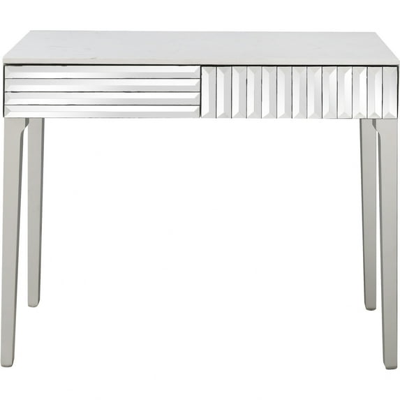 Antiqued Silver Finish Mirror Console Table