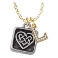 thumbnail image 1 of Antiqued Square Seal - Celtic Knot Heart - L - Gold Tone Crystal Initial Sophia Necklace, 18"+1", 1 of 2