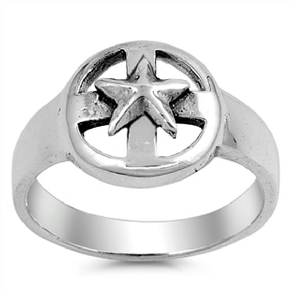 Antiqued Star Cross Filigree Cutout Ring .925 Sterling Silver Band Jewelry Female Male Size 10