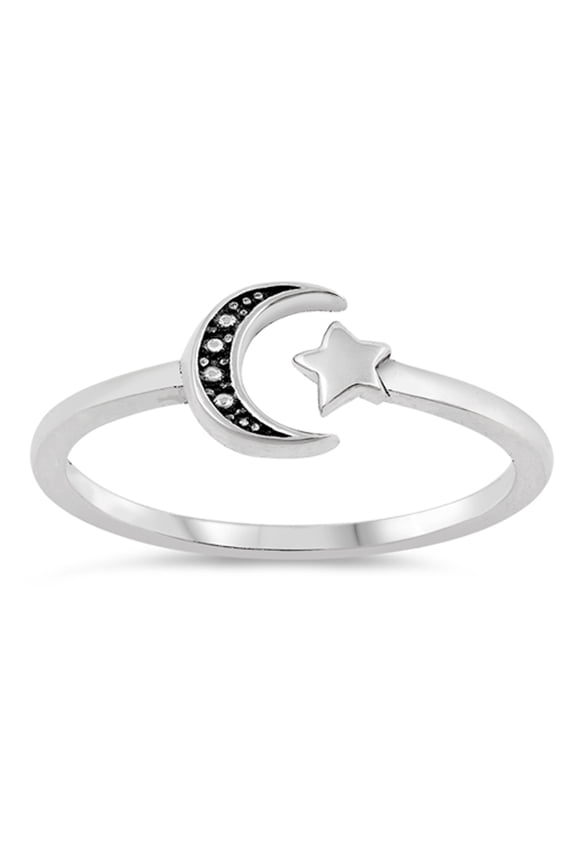 Antiqued Sun Moon Midi Knuckle Dainty Ring .925 Sterling Silver Band Jewelry Female Male Size 13