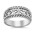 thumbnail image 1 of Antiqued Swirl Filigree Bead Cocktail Ring .925 Sterling Silver Band Jewelry Female Male Size 10, 1 of 4